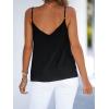 CUPSHE Womens Tank Tops V Neck Button Down Casual Cami Blouses Summer Sleeveless Basic Tank Shirt(Black)