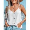 CUPSHE Womens Tank Tops V Neck Button Down Casual Cami Blouses Summer Sleeveless Basic Tank Shirt(White)