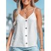 CUPSHE Womens Tank Tops V Neck Button Down Casual Cami Blouses Summer Sleeveless Basic Tank Shirt(White)