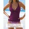 CUPSHE Women’s Tankini Set Swimsuit Twist Front Cutout Bathing Suit Crossback Self Tie Mid Rise(Deep Plum/Floral)