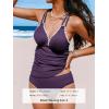 CUPSHE Women’s Tankini Set Two Piece Bathing Suit Tummy Control Crisscross Back Tie Mid Rise Shell Stitched(Plum Purple)