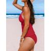 CUPSHE Women’s Tankini Set Two Piece Bathing Suit Tummy Control Crisscross Back Tie Mid Rise Shell Stitched(Red)
