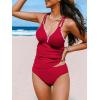 CUPSHE Women’s Tankini Set Two Piece Bathing Suit Tummy Control Crisscross Back Tie Mid Rise Shell Stitched(Red)