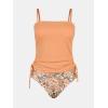 CUPSHE Women’s Tankini Set Two Piece Swimsuit Ruched Drawstring Bathing Suits with High Waisted Bottom Rib(Apricot Floral)