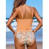 CUPSHE Women’s Tankini Set Two Piece Swimsuit Ruched Drawstring Bathing Suits with High Waisted Bottom Rib(Apricot Floral)