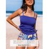 CUPSHE Women’s Tankini Set Two Piece Swimsuit Ruched Drawstring Bathing Suits with High Waisted Bottom Rib(Azure Blue Floral)
