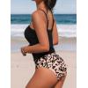 CUPSHE Women’s Tankini Set Two Piece Swimsuit Ruched Drawstring Bathing Suits with High Waisted Bottom Rib(Black Leopard)