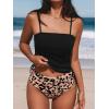 CUPSHE Women’s Tankini Set Two Piece Swimsuit Ruched Drawstring Bathing Suits with High Waisted Bottom Rib(Black Leopard)