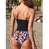 CUPSHE Women’s Tankini Set Two Piece Swimsuit Ruched Drawstring Bathing Suits with High Waisted Bottom Rib(Black/Pink Leopard)
