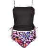 CUPSHE Women’s Tankini Set Two Piece Swimsuit Ruched Drawstring Bathing Suits with High Waisted Bottom Rib(Black/Pink Leopard)