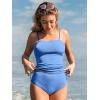 CUPSHE Women’s Tankini Set Two Piece Swimsuit Ruched Drawstring Bathing Suits with High Waisted Bottom Rib(Blue Gray)