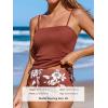 CUPSHE Women’s Tankini Set Two Piece Swimsuit Ruched Drawstring Bathing Suits with High Waisted Bottom Rib(Brick Red Floral)