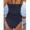 CUPSHE Women’s Tankini Set Two Piece Swimsuit Ruched Drawstring Bathing Suits with High Waisted Bottom Rib(Dark Navy Blue)