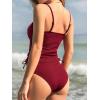 CUPSHE Women’s Tankini Set Two Piece Swimsuit Ruched Drawstring Bathing Suits with High Waisted Bottom Rib(Dark Red)