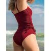 CUPSHE Women’s Tankini Set Two Piece Swimsuit Ruched Drawstring Bathing Suits with High Waisted Bottom Rib(Dark Red)
