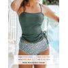 CUPSHE Women’s Tankini Set Two Piece Swimsuit Ruched Drawstring Bathing Suits with High Waisted Bottom Rib(Green Ditsy Floral)
