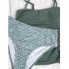 CUPSHE Women’s Tankini Set Two Piece Swimsuit Ruched Drawstring Bathing Suits with High Waisted Bottom Rib(Green Ditsy Floral)