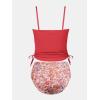 CUPSHE Women’s Tankini Set Two Piece Swimsuit Ruched Drawstring Bathing Suits with High Waisted Bottom Rib(Red Floral)
