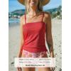 CUPSHE Women’s Tankini Set Two Piece Swimsuit Ruched Drawstring Bathing Suits with High Waisted Bottom Rib(Red Floral)