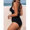 CUPSHE Women’s Tankini Set V Neck Crisscross Adjustable Straps Cutout Two Piece Swimsuit Mid Rise Ruched(Black)