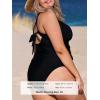 CUPSHE Women’s Tankini Set V Neck Crisscross Adjustable Straps Cutout Two Piece Swimsuit Mid Rise Ruched(P-black)
