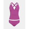 CUPSHE Women’s Tankini Set V Neck Crisscross Adjustable Straps Cutout Two Piece Swimsuit Mid Rise Ruched(P-dark Fuchsia)