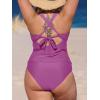 CUPSHE Women’s Tankini Set V Neck Crisscross Adjustable Straps Cutout Two Piece Swimsuit Mid Rise Ruched(P-dark Fuchsia)