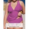 CUPSHE Women’s Tankini Set V Neck Crisscross Adjustable Straps Cutout Two Piece Swimsuit Mid Rise Ruched(P-dark Fuchsia)