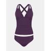 CUPSHE Women’s Tankini Set V Neck Crisscross Adjustable Straps Cutout Two Piece Swimsuit Mid Rise Ruched(P-deep Purple)