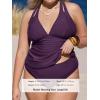 CUPSHE Women’s Tankini Set V Neck Crisscross Adjustable Straps Cutout Two Piece Swimsuit Mid Rise Ruched(P-deep Purple)