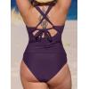 CUPSHE Women’s Tankini Set V Neck Crisscross Adjustable Straps Cutout Two Piece Swimsuit Mid Rise Ruched(P-deep Purple)
