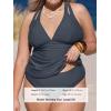 CUPSHE Women’s Tankini Set V Neck Crisscross Adjustable Straps Cutout Two Piece Swimsuit Mid Rise Ruched(P-grey)