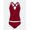 CUPSHE Women’s Tankini Set V Neck Crisscross Adjustable Straps Cutout Two Piece Swimsuit Mid Rise Ruched(P-red)