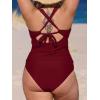 CUPSHE Women’s Tankini Set V Neck Crisscross Adjustable Straps Cutout Two Piece Swimsuit Mid Rise Ruched(P-red)