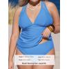 CUPSHE Women’s Tankini Set V Neck Crisscross Adjustable Straps Cutout Two Piece Swimsuit Mid Rise Ruched(P-sky Blue)