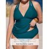 CUPSHE Women’s Tankini Set V Neck Crisscross Adjustable Straps Cutout Two Piece Swimsuit Mid Rise Ruched(P-teal)