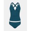CUPSHE Women’s Tankini Set V Neck Crisscross Adjustable Straps Cutout Two Piece Swimsuit Mid Rise Ruched(P-teal)