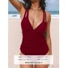 CUPSHE Women’s Tankini Set V Neck Crisscross Adjustable Straps Cutout Two Piece Swimsuit Mid Rise Ruched(Red)