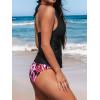 CUPSHE Women’s Tankini Sets Halter V Neck Two Piece Bathing Suits Adjustable Straps Mid Rise Swimwear(Black/Ethnic)