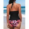 CUPSHE Women’s Tankini Sets Halter V Neck Two Piece Bathing Suits Adjustable Straps Mid Rise Swimwear(Black/Ethnic)