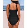 CUPSHE Women’s Tankini Sets High Neck Mesh Cutouts Two Piece Bathing Suits Adjustable Straps Mid Rise Swimwear(Black)
