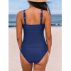 CUPSHE Women’s Tankini Sets High Neck Mesh Cutouts Two Piece Bathing Suits Adjustable Straps Mid Rise Swimwear(Navy Blue)
