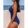 CUPSHE Women’s Tankini Sets High Neck Mesh Cutouts Two Piece Bathing Suits Adjustable Straps Mid Rise Swimwear(Navy Blue)