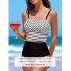 CUPSHE Women’s Tankini Sets Square Neck Elastic High Waisted Two Piece Bathing Suits Adjustable Straps Swimwear(Black/Striped)