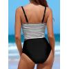 CUPSHE Women’s Tankini Sets Square Neck Elastic High Waisted Two Piece Bathing Suits Adjustable Straps Swimwear(Black/Striped)