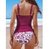 CUPSHE Women’s Tankini Sets Square Neck High Waisted Two Piece Bathing Suits Adjustable Straps Drawstring Swimwear(Purple Red/Floral)