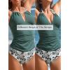 CUPSHE Women’s Tankini Sets Two Piece Swimsuit Bathing Suits V Neck Crisscross Adjustable Straps Ruching Textured(Green/White Floral)
