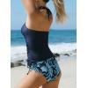 CUPSHE Women’s Tankini Sets Two Piece Swimsuit High Neck Halter Mid Rise Adjustable Drawstrings(Navy Blue/Paisley)