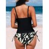 CUPSHE Women’s Tankini Sets Two Piece Swimsuit Scoop Neck Ruched Adjustable Straps Drawstring Mid Rise(Black)