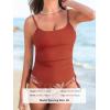 CUPSHE Women’s Tankini Sets Two Piece Swimsuit Scoop Neck Ruched Adjustable Straps Drawstring Mid Rise(Brick Red/Leaf)